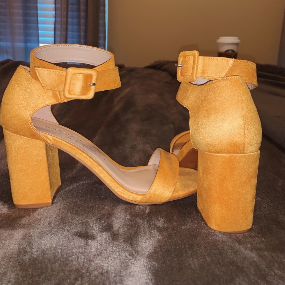 Francescas, Single strap suede heels.